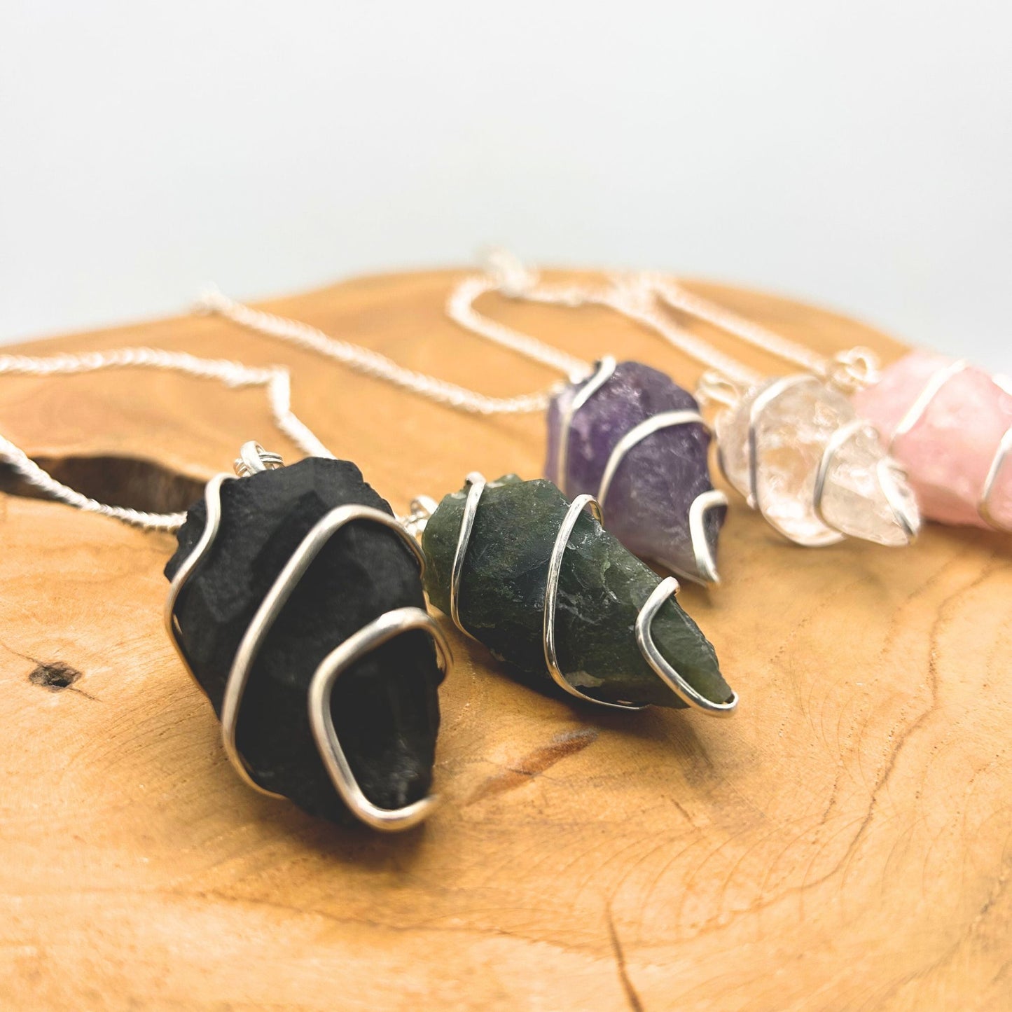 Rå ædelstenspendel - Sort agat