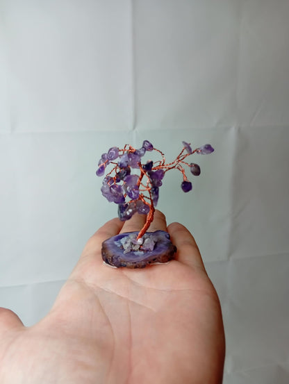 Lille Krystal træ ametyst på agat 35 sten