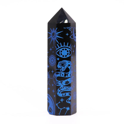 Blå Kosmisk Obsidian Obelisk 9 cm