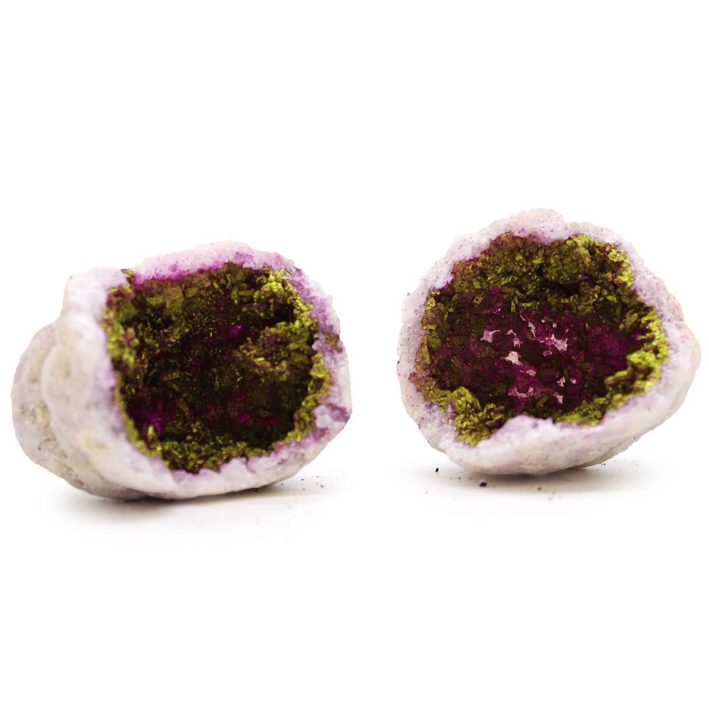 Calsite Geode Pink og Guld