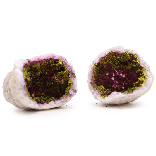 Calsite Geode Pink og Guld