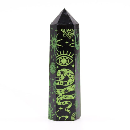 Grøn Månelys Obsidian Obelisk 9 cm