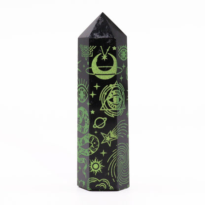Grøn Månelys Obsidian Obelisk 9 cm