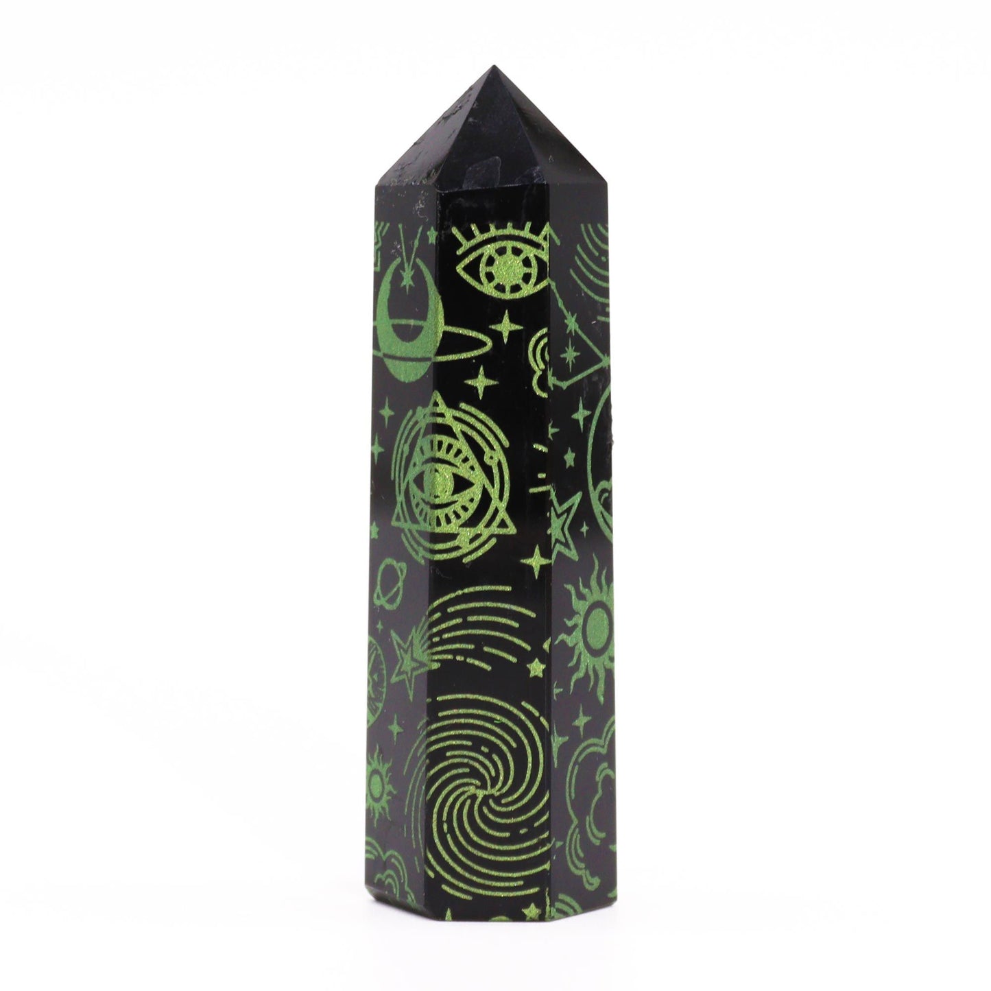 Grøn Månelys Obsidian Obelisk 9 cm