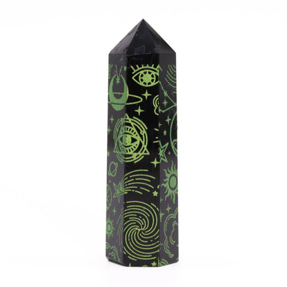 Grøn Månelys Obsidian Obelisk 9 cm