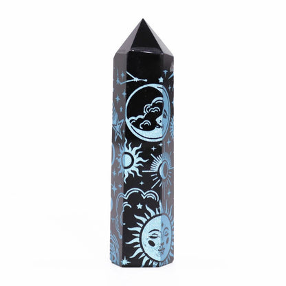 Lyseblå Stjerneskær Obsidian Obelisk 9 cm