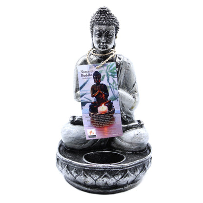 Buddha lysestage hvid mellem