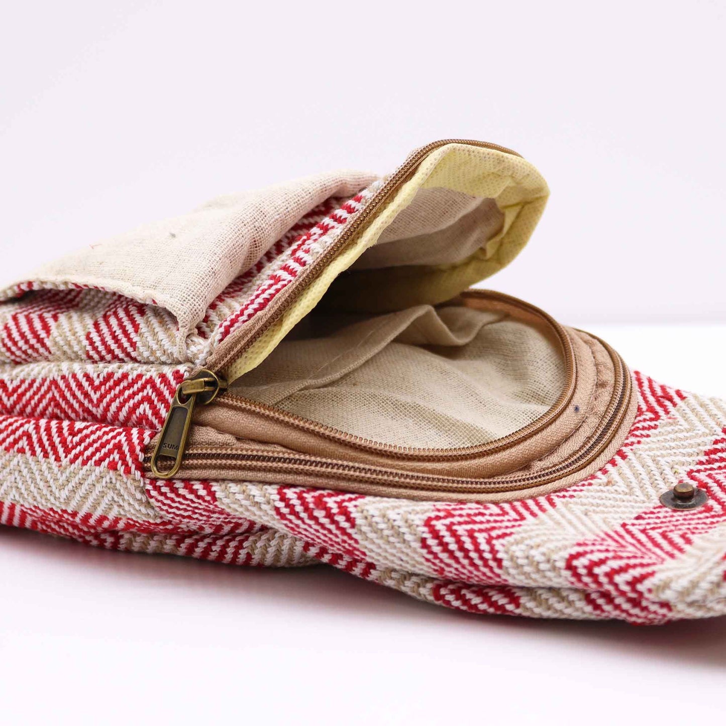 Naturlig bomuldstaske Brun og pink