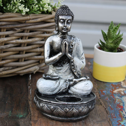 Buddha lysestage hvid mellem